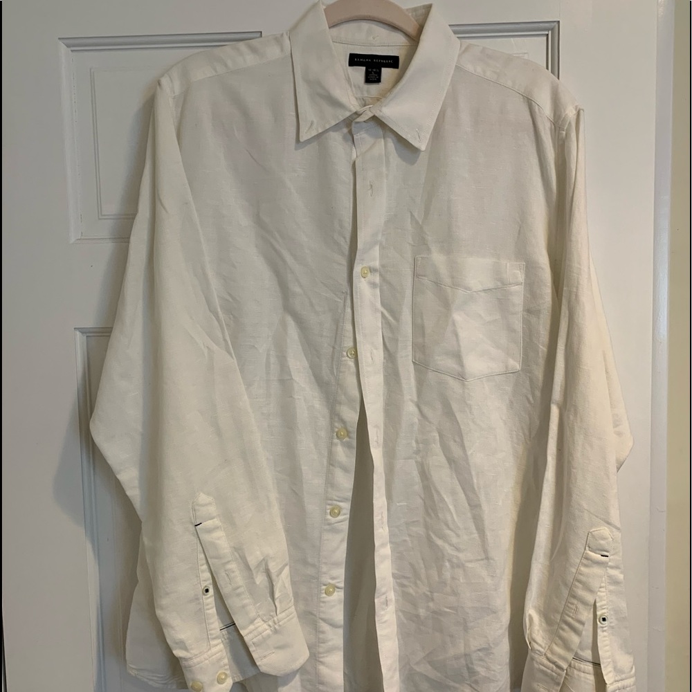 Banana Republic white linen men shirt